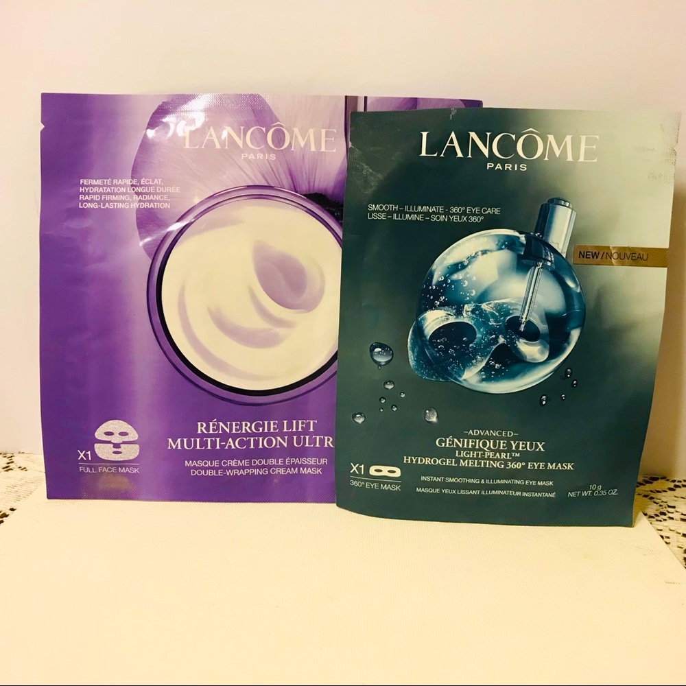 Lancôme Renergie Lift Multi action facemask Génifique hydrogel Melting eyemask.